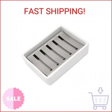 Ceramic Soap Dish Stainless Steel Soap Holder for Bathroom and Shower Double Lay
