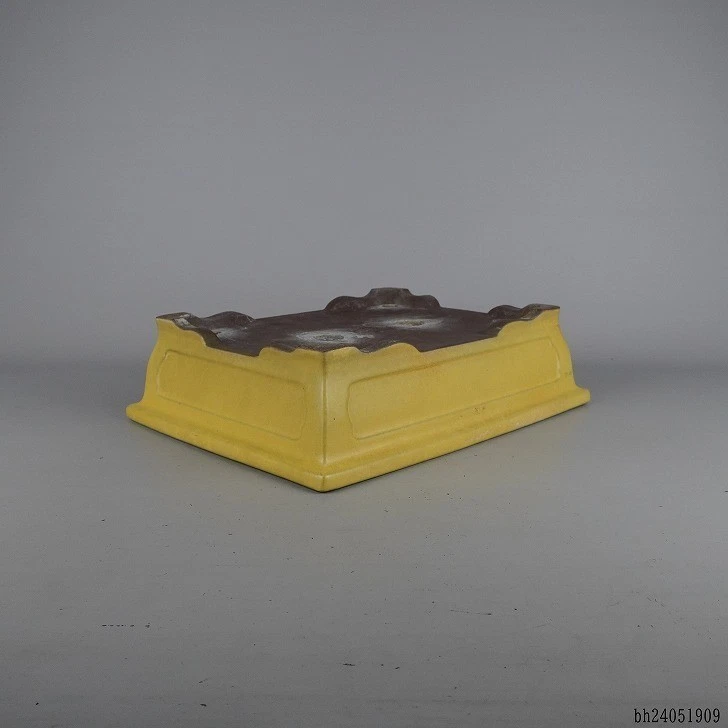 Maceta Bonsai Yamaaki Shosen Tokoname 32 cm Amarillo Esmaltado Rectángulo Mado-iri Usada Foto 3 de 4