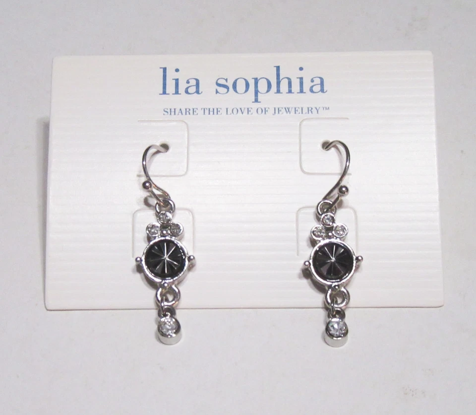 Lia Sophia珠宝切割水晶耳环银色和赤铁矿 — 第 3/3 张图片