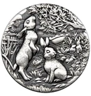 🇺🇸2023 Australia Antiqued LUNAR Year of the RABBIT 2oz $2 Silver Coin