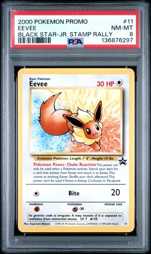 Eevee Pokemon 2000 JR Stamp Rally Black Star Promo English #11 PSA 8