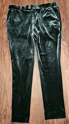 ASOS Green Velvet Trousers W34 L30, Stripe Down Each Side, Christmas Color. 
