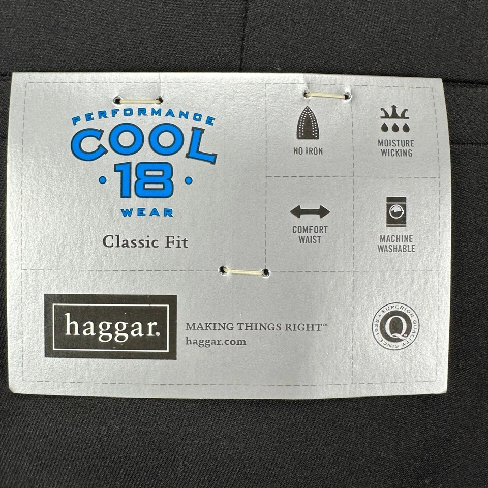 Haggar Cool 18 Pro Pants Chino Men 40X30 Black Comfort Waistband Classic Fit NEW - Image 4 of 4