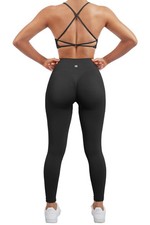 Women Seamless 2 piece Workout Sets Strappy Padded Sports Bra Booty High Wais...