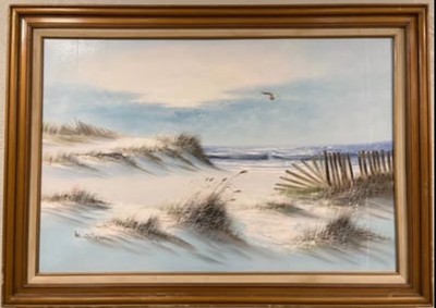 K. Wilson Vintage Framed Beach Landscape Oil Painting Signed