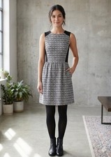 Madewell Womens Black/White Geometric Print Sleeveless Dress Midi Size M