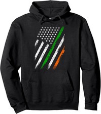 Irish American Flag Ireland Lucky Saint Patricks Day Unisex Hooded Sweatshirt