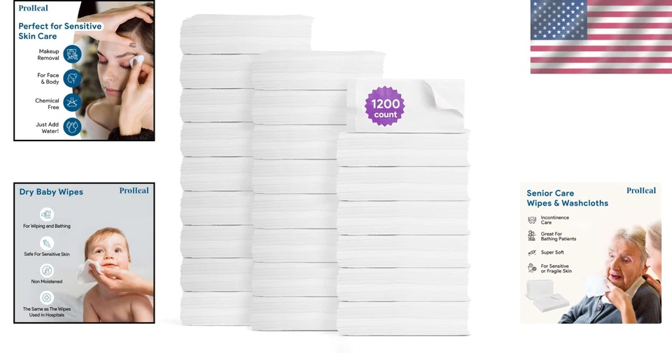 Gentle Dry Wipes 1200 Count - Incontinence Care - Image 2 of 4