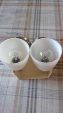 2 Wall Light Fittings, complete with white ceramic shades & bulbs