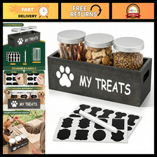 Airtight Dog Treat Storage Canisters Set of 3 - Clear Plastic Pet Food Jars