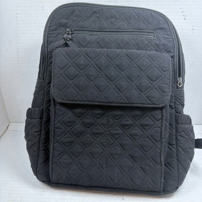 Vera Bradley Vintage Backpack Black Quilted Microfiber  Fabric Original Backpack