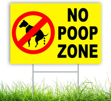 No Pooping Dog Yard Sign, 12x8 Coroplast Keep Pets from Lawn, Please Stay Off Gr