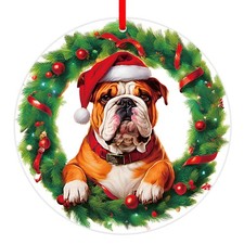 Bulldog Christmas Ornament - Acrylic English Bulldog Ornament for Christmas T...