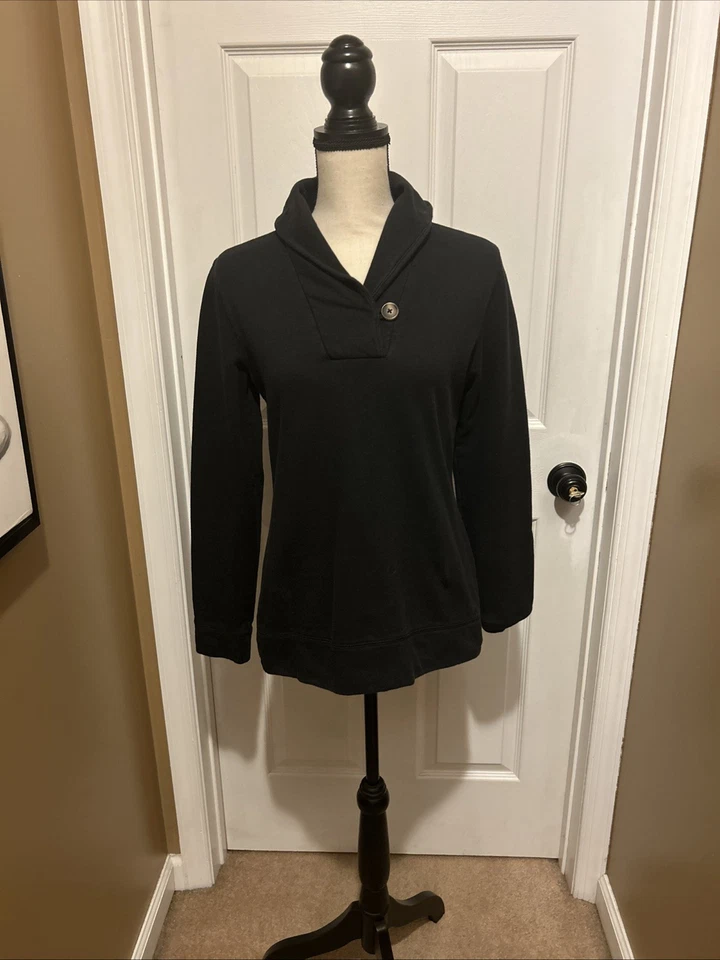 Sudadera Merona Negra Manga Larga Mantón Cuello Cuello S, Cómoda, Acogedora Foto 2 de 4