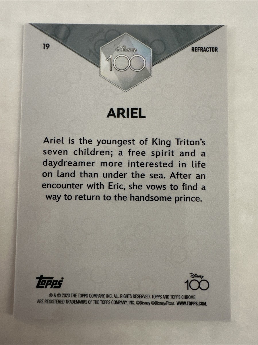 Ariel Lil Mermaid 2023 Topps Chrome Disney 100 Silver Refractor Sp