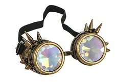 Kaleidoscope Gold Steampunk Spike Goggles Punk Gothic Kaleidoscopic Goggles