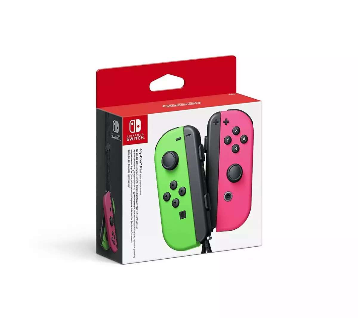 New Official Nintendo Switch Neon Green Pink Joy-Con with Wrist