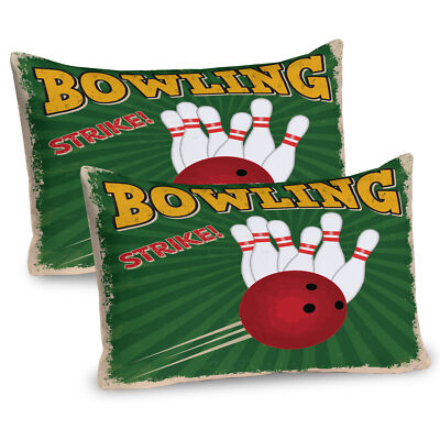 Bowling Strike Grün 2 Teiliges Kissenbezugs Set 40x80cm