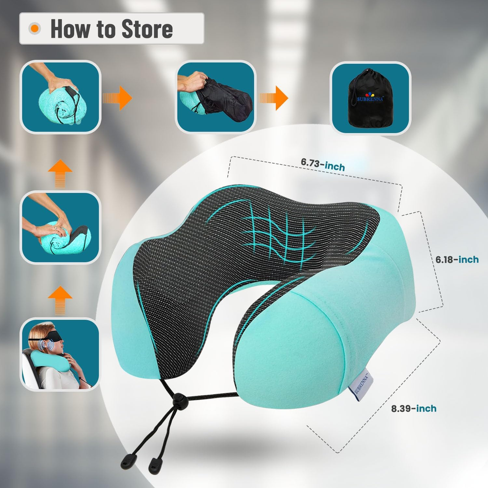 Adjustable Memory Foam Travel Pillow for Neck Support & Comfort