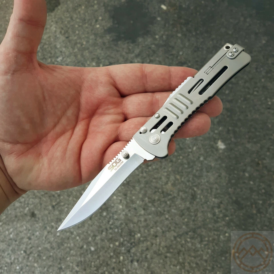 SOG Slimjim 辅助折叠刀 3.13 英寸 AUS-8 钢制刀片 420HC 钢手柄 — 第 3/4 张图片