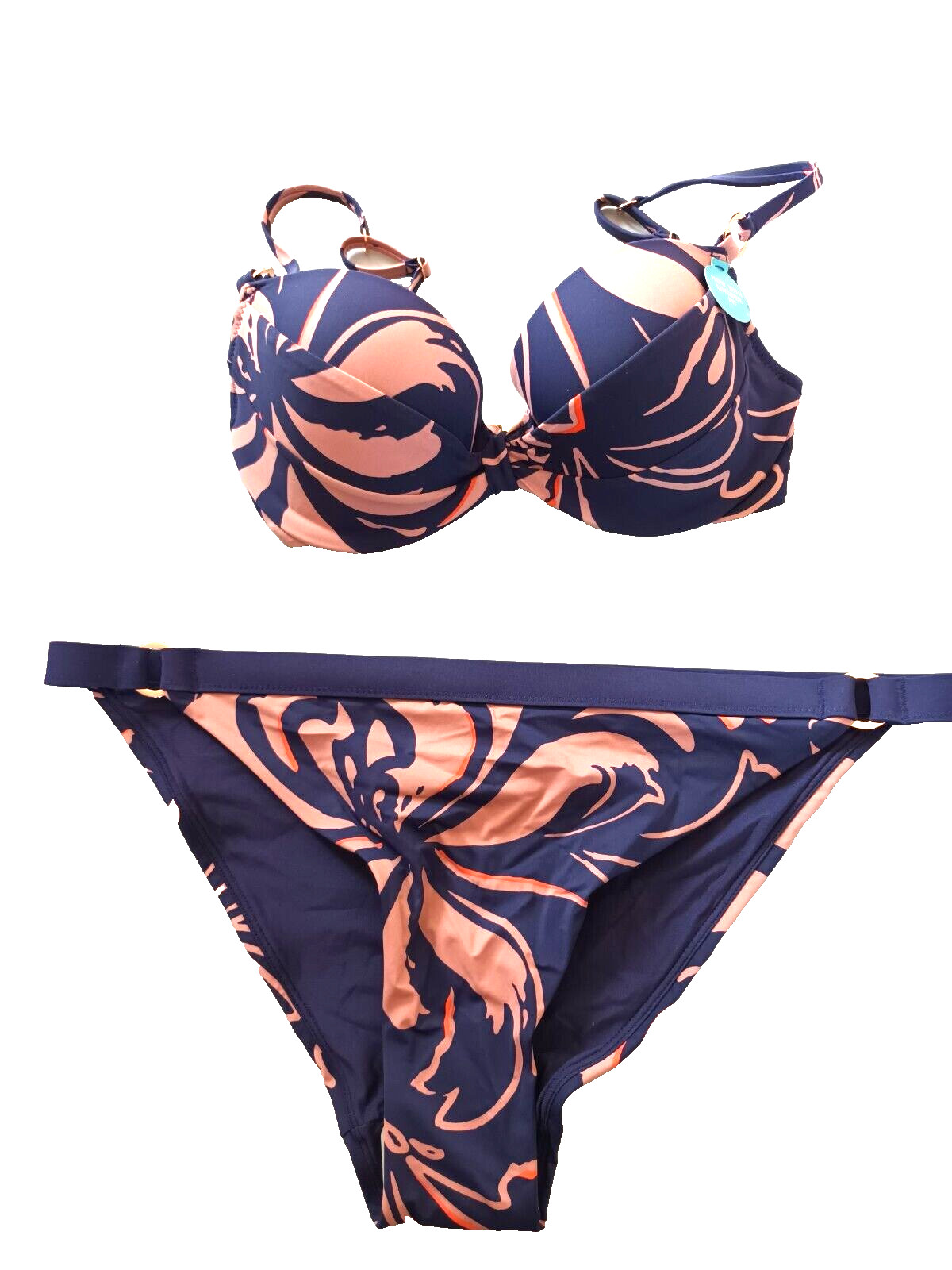 Rosie For Autograph M&S U/W Padded Patterned Lingerie Fit Bandeau Bikini 30D/14
