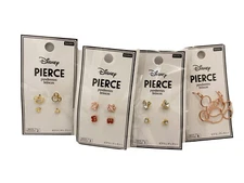 Japan Daiso Disney Mickey Mouse 7 Pairs Gold Rose Rold Earings New In Bag 