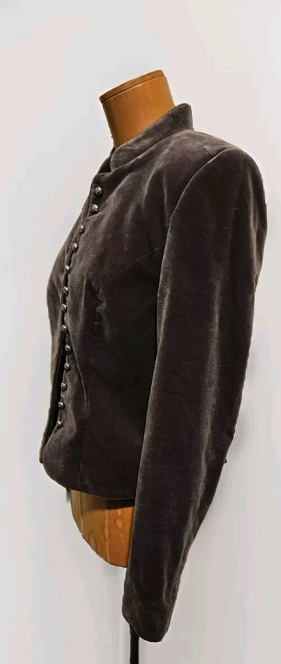 Chaqueta Militar Ludwig Beck Marrón Terciopelo Plata Botones Filigrana Talla 34 ¡USADA EN EXCELENTE ESTADO!! Foto 2 de 4