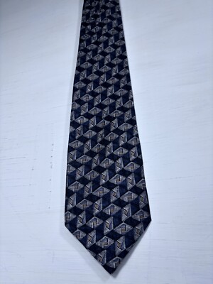 Barrington Neck Tie Brown Gray Geometric Silk 57 Inches Multi color