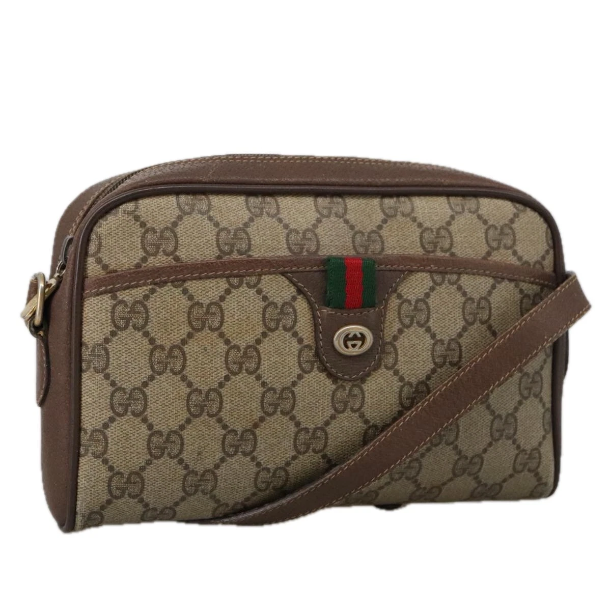 Sac à bandoulière GUCCI GG Supreme Web Sherry Line PVC beige 156 02 089 authentique 103520
