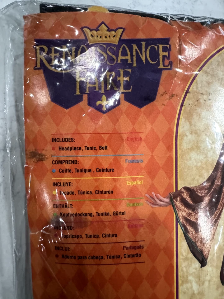 Medieval Renaissance Costume WITH Hat, STANDARD (fits up to 12) BRAND NEW Rubies - Image 3 of 4