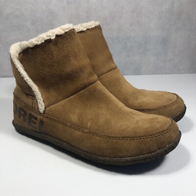 SOREL Women's Suede Nakiska Brown Ankle Bootie Slippers Size