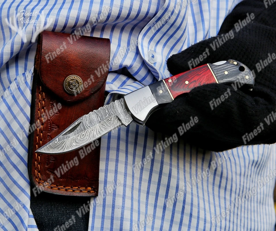 Navaja de Bolsillo Damasco PERSONALIZADA HECHA A MANO, Padrinos de Padrino, Regalo para Cualquier Ocasión Foto 3 de 4