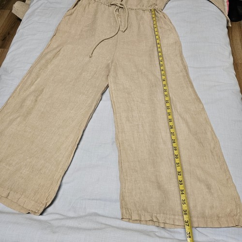 Mono de mujer Meo Meli pierna ancha talla única beige lino italiano - Imagen 17 de 17