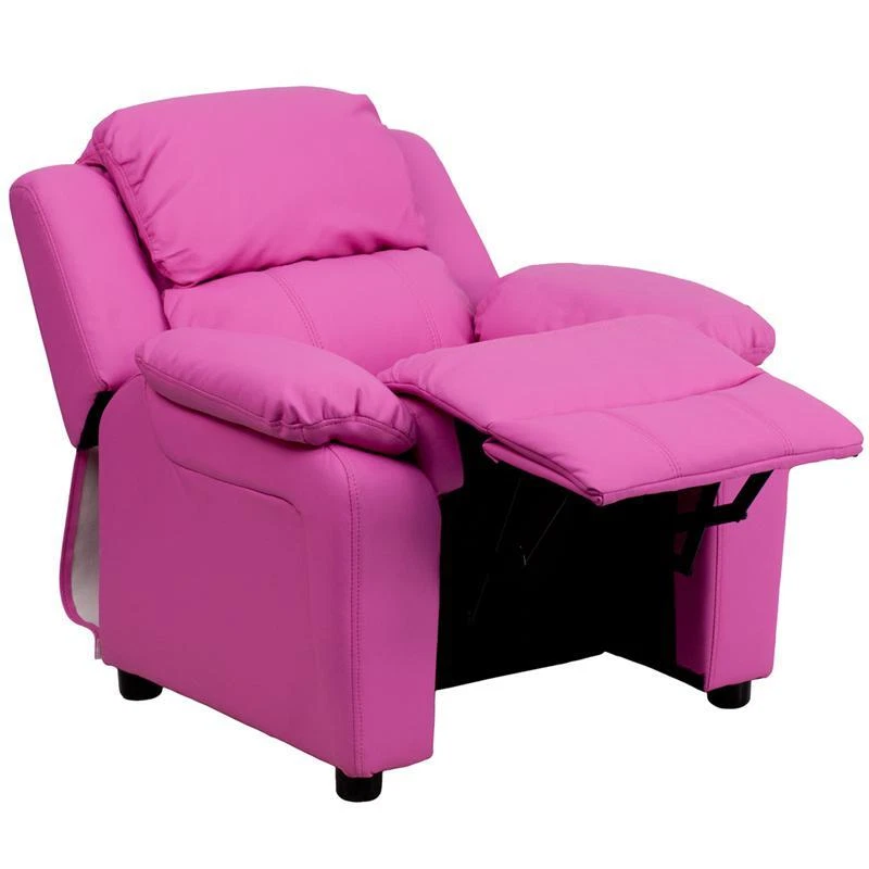 Flash furniture deluxe padded contemporary vinyl kids recliner with storage arms cheap