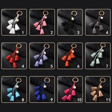 Women Leather Tassel Key Chain Purse Key Fob Ring Handbag Charm Pendant Ornament