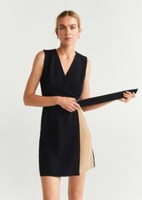 NEW MANGO (Zara Group) Black CAMEL SHIFT Dress size EUR L USA 8
