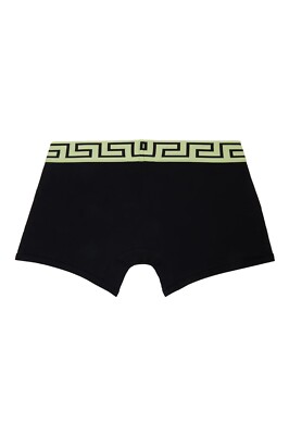 NWT Versace Mens Greca Border Trunk Brief Black Neon Green Size 4