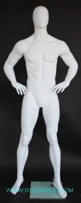 MANNEQUINSSHOP New! 6 ft 3 in H Male Abstract Head Mannequin,Muscular Body Mannequin SFM62E-WT