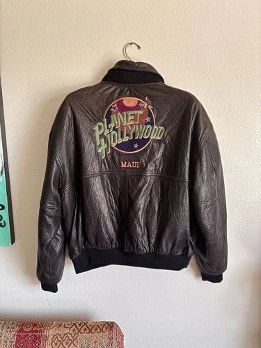 RARE  Planet Hollywood Men"s Leather Jacket, NEVER WORN, MOVIE MEMORBILA  DISPAY image 8
