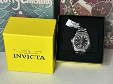 Invicta Specialty 40mm Men's Watch Silver Tone Black Dial Stainless Steel 69014