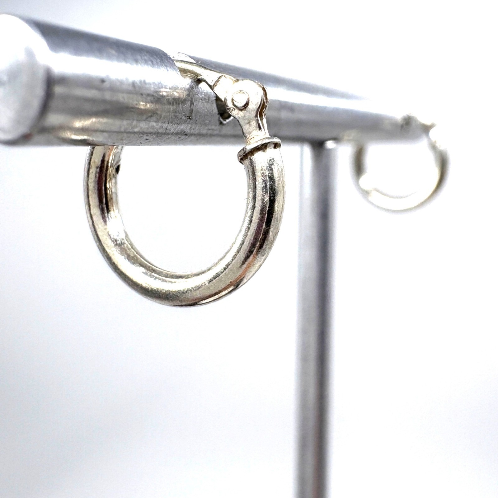 Solid Sterling Silver 925 Rounded Hoop Earrings H… - image 1