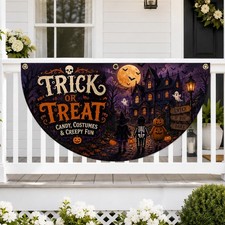 Trick or Treat Halloween Bunting Flag, Haunted House Porch Banner, Spooky Decor
