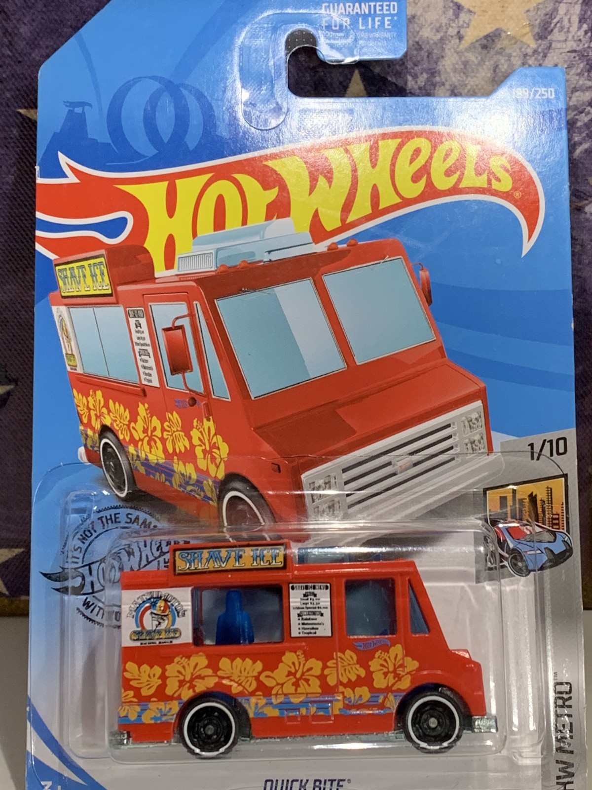 HOT WHEELS QUICK BITE. 2019 HW METRO. RED/ORANGE/SHAVE ICE.ON CARD