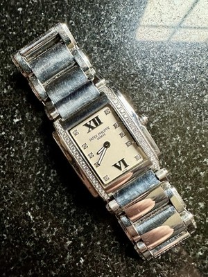 Patek Philippe Twenty 4 Ivory Dial Watch 4910/010 Factory Diamond Bezel