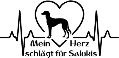 SALUKI Autoaufkleber AUFKLEBER Saluki sticker Schriftzug Herzlinie Mein Herz… - Bild 1 von 3