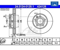 2 St. Bremsscheibe Ate 24.0124-0128.1 FüR Vw
