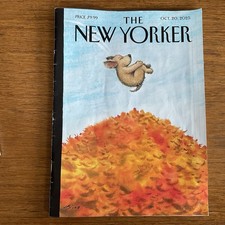 New Yorker 2025 October 20~Cannonball~dog in leaf pile~Zohran Mamdani~Bunny Lang