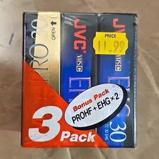 JVC VHS-C TC-30 Compact VHS 3-Pack 30 min Hi-Fi PROHF  EHG x2 