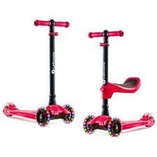 2-in-1 Kids Kick Scooter, Adjustable Height Handlebars and Removable Seat
