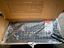 Wireless Keyboard Mouse Combo, 2.4G Full Size Wave Keys Ergonomic Keyboard C5000